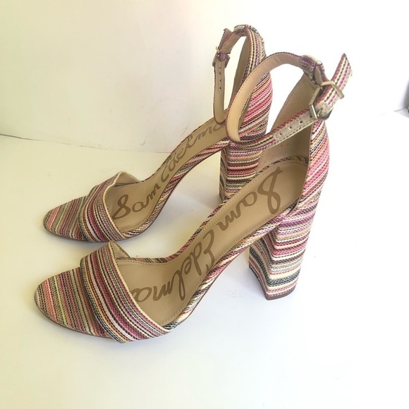 Sam Edelman Womens Yaro Striped Ankle Strap Block Heel Sandals Size 8.5 - Picture 9 of 15